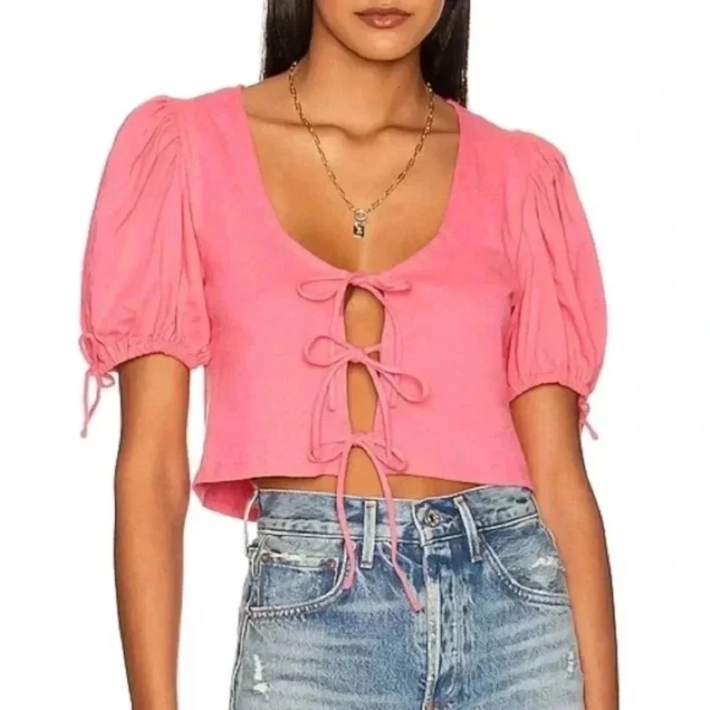 FREE PEOPLE Pink Kitty Tee